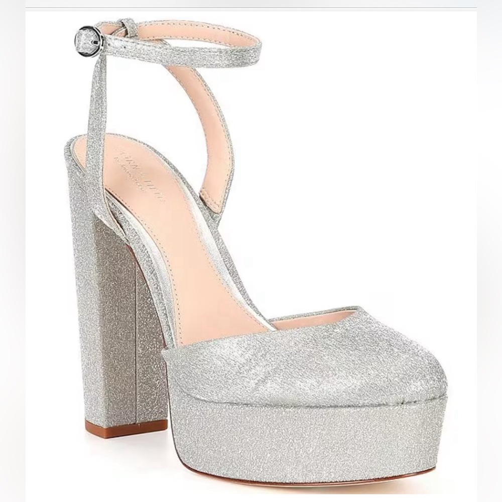 Antonio Melani Metallic Glitter Closed Toe Platform pumps size 8.5